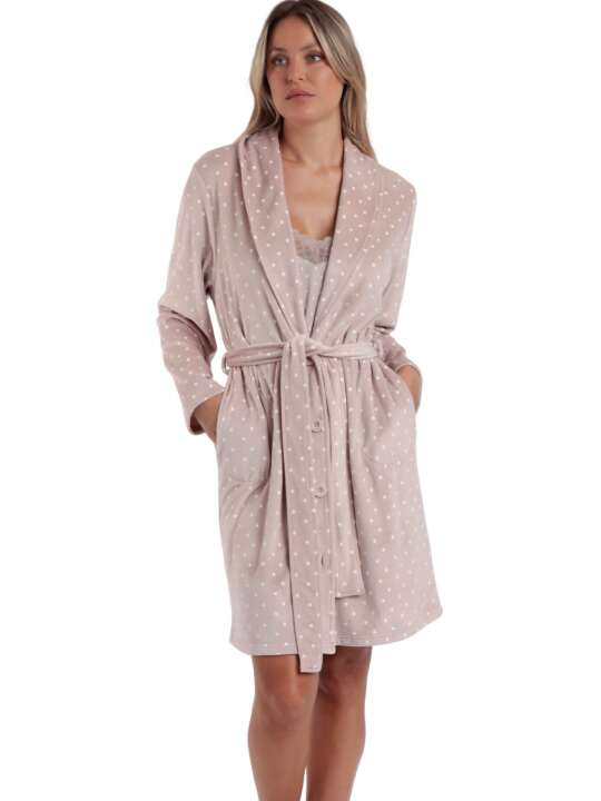 67158AD Dressing gown Dots Lace Admas Grey face