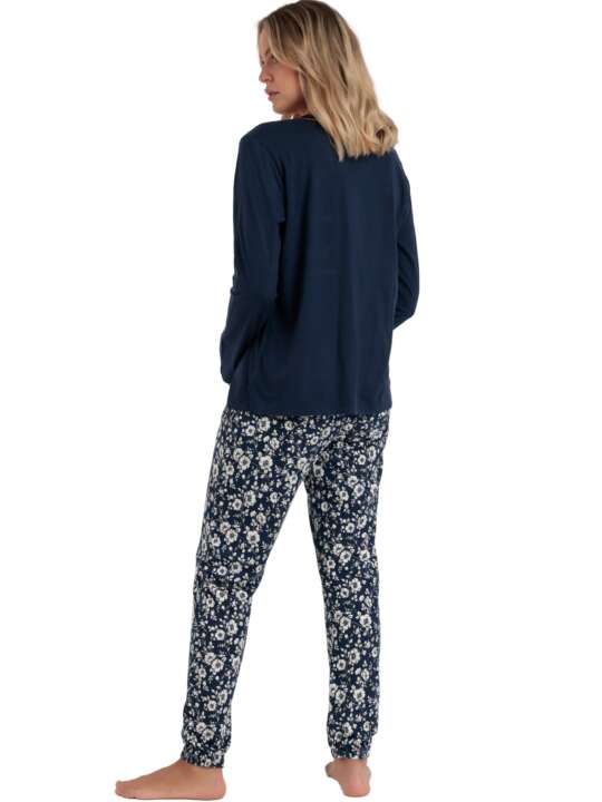 62594AD Pyjama pantalon haut manches longues Romantic Winter Admas Bleu Marine face