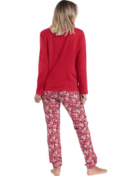 62594AD Pyjama pantalon haut manches longues Romantic Winter Admas Rouge face