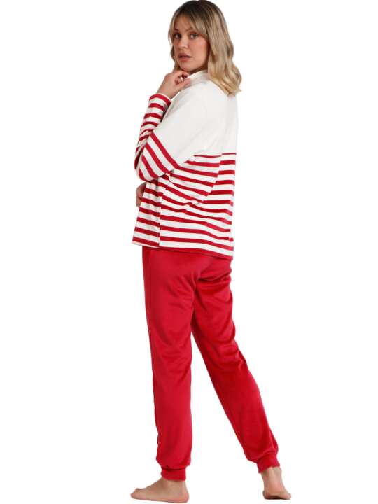 62664AD Pyjama outfit trousers top long sleeves Velvet King Mickey Disney Admas Burgundy face