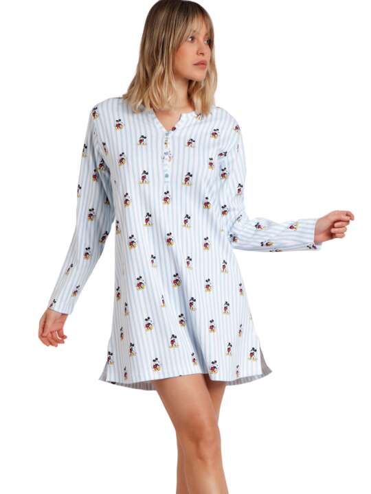 61301AD Long-sleeved nightdress Mickey New Yord Disney Admas Blue face