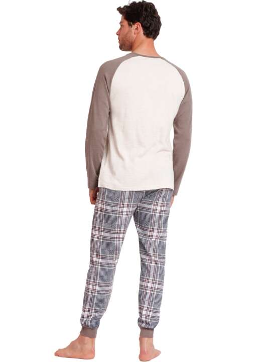 62753AD Pyjama tenue d'intérieur pantalon top manches longues Boston Admas Beige face