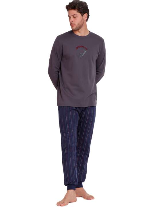 62772AD Pyjamas loungewear trousers top long sleeves Gentlemen SClub Admas Grey face