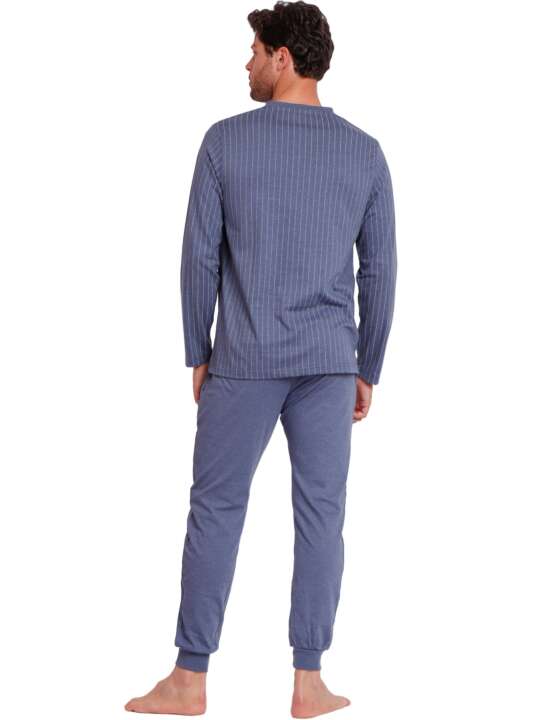 62516AD Pyjamas loungewear polo trousers long sleeves Blue Premium Admas Blue face