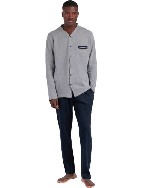 62192AD Pyjama tenue d'intérieur pantalon chemise manches longues Corner Antonio Miro Admas Bleu Marine face