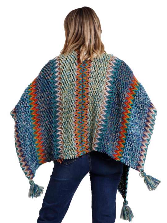 67201AD Open poncho Azteca Admas Blue face