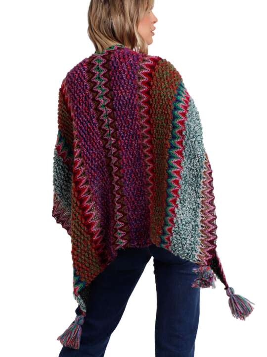 67201AD Open poncho Azteca Admas Fuchsia face