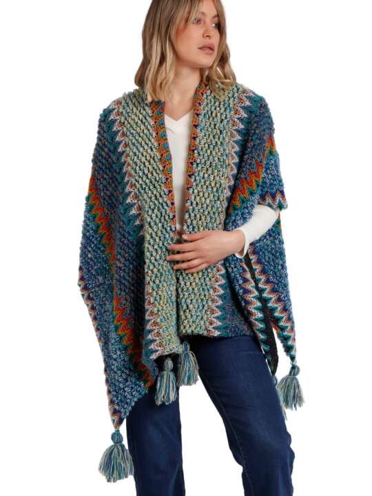 67201AD Open poncho Azteca Admas Blue face