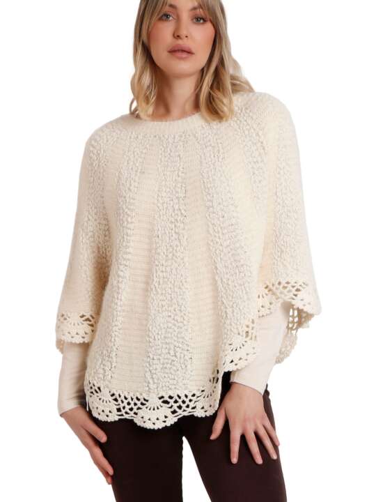 67218AD Plain poncho Romantic Admas Ivory face