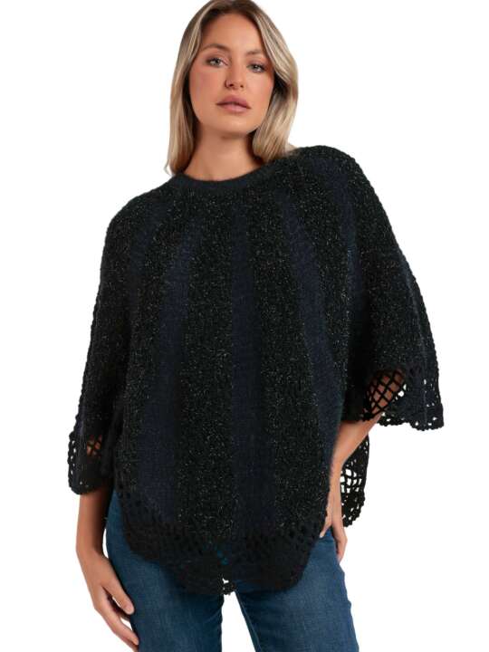 67218AD Plain poncho Romantic Admas Black face