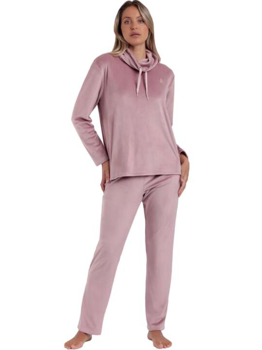 62553AD Pyjamas velvet trousers high neck sweat Luxury Velvet Admas Pink face