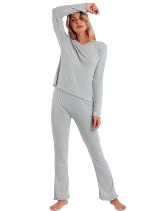 62625AD Pyjamas trousers top long sleeves Soft Canale Admas Grey face