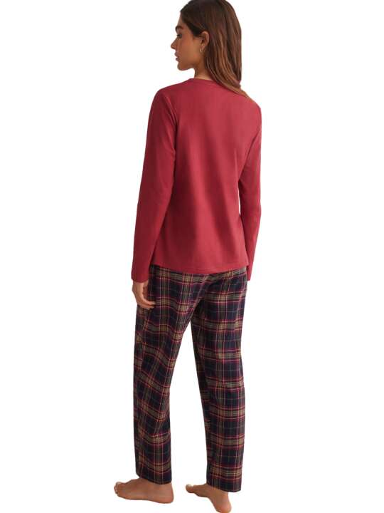 P8873SE Pyjama pantalon top manches longues PLAID Selmark Bordeaux face