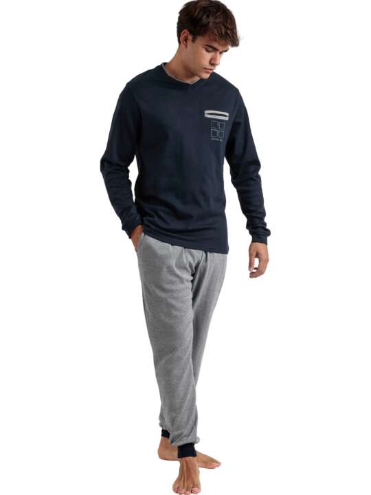 62191AD Pyjama trousers and long-sleeved top Corner Antonio Miro Admas Navy Blue face