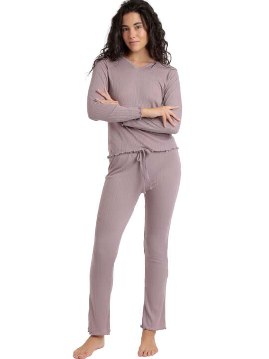 62625AD Pyjamas trousers top long sleeves Soft Canale Admas Purple face