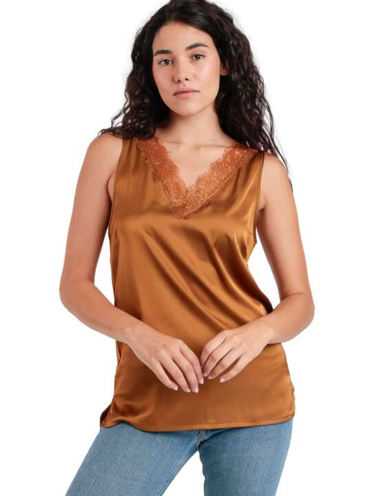 43564AD Lace tank top Satin Admas Brown face