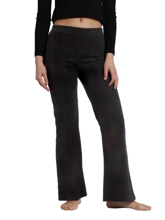 49206AD Pantalon stretch évasé velours côtelé Corduroy Admas Noir face