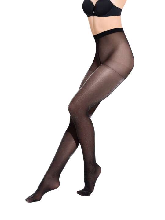 50028LI Collants brillants à paillettes Fashion Shiny Lisca Noir face