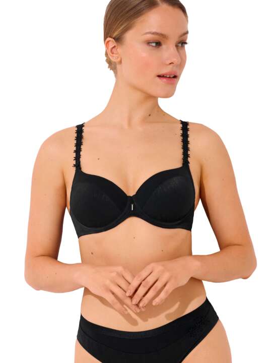 20251LI Soutien-gorge préformé bretelles doubles Gracia bonnets B à E Lisca Noir face