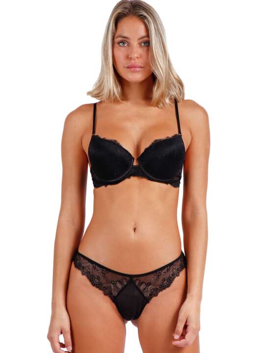 44636AD Ensemble soutien-gorge push-up et brésilien Ondas Admas Noir face