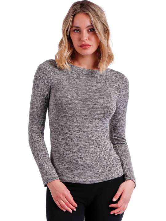 43492AD Long-sleeved boat-neck top Barca Admas Grey face