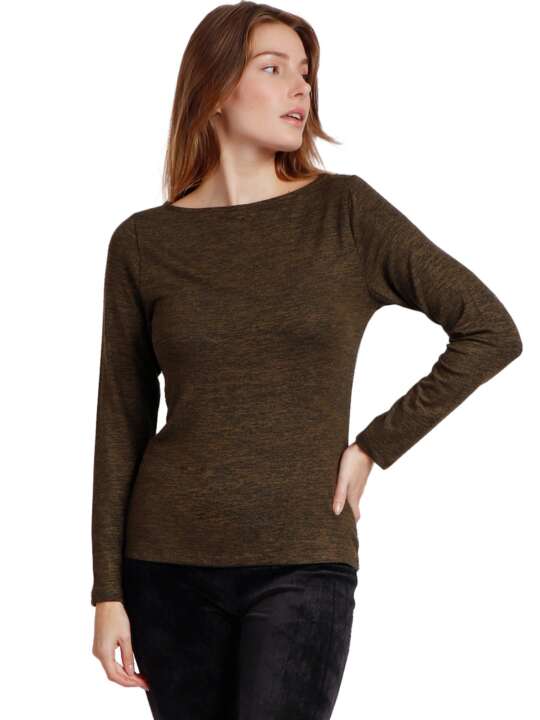 43492AD Long-sleeved boat-neck top Barca Admas Green face