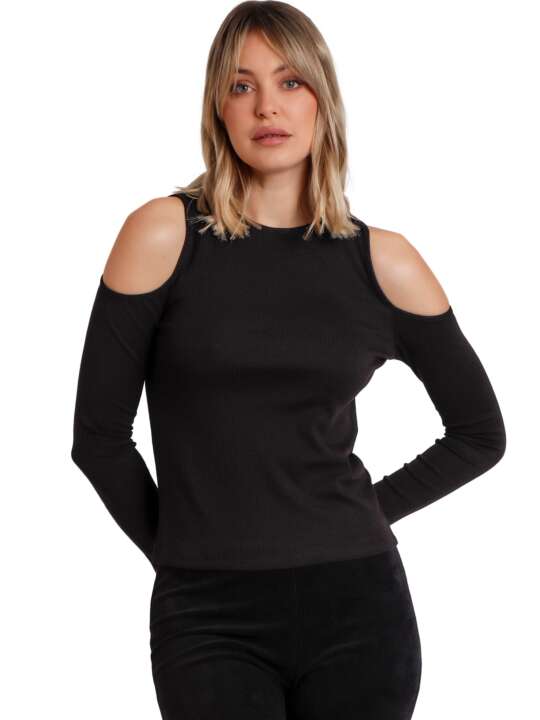 43557AD Long-sleeved off-the-shoulder top Hombros Admas Black face