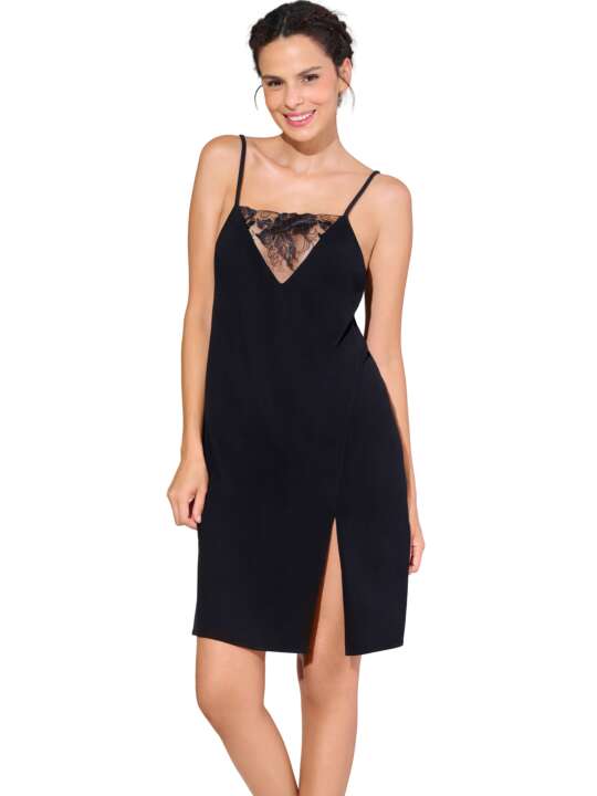 23445LI V-neck nightie EMINENCE Lisca Black face