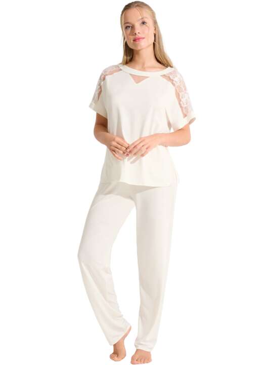 23444LI Pyjamas trousers t-shirt EMINENCE WEDDING Lisca Ivory face