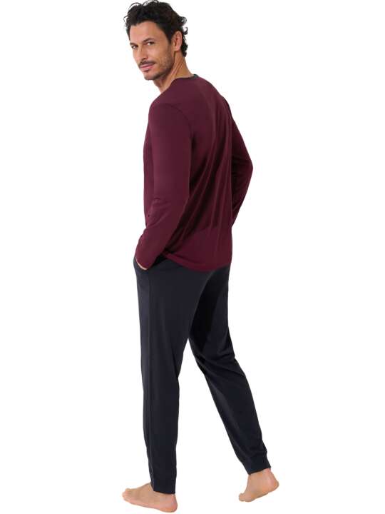 35030LI Pyjamas trousers top long sleeves Neptune Lisca Men Burgundy face