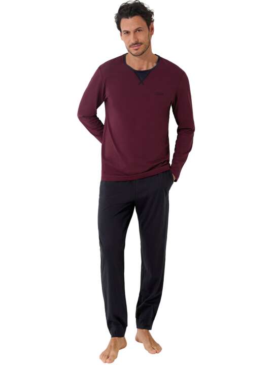 35030LI Pyjamas trousers top long sleeves Neptune Lisca Men Burgundy face