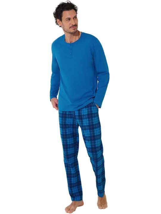 35029LI Pyjamas trousers top long sleeves Triton Lisca Men Blue face