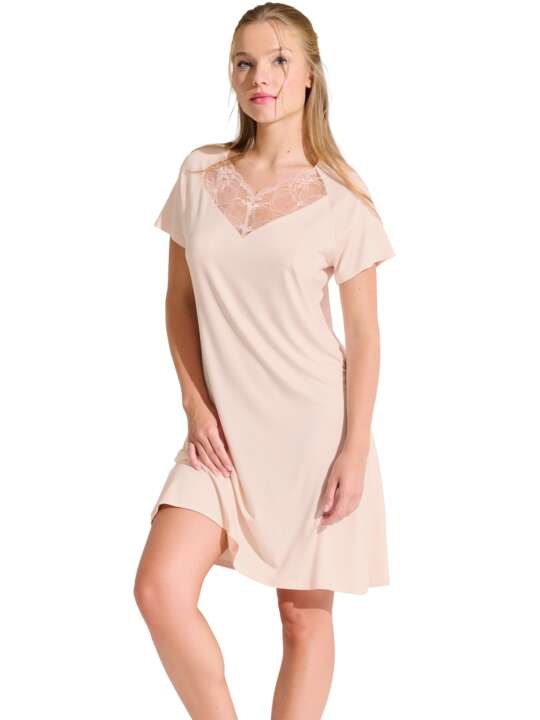 23454LI Chemise de nuit manches courtes PATRICIA Lisca Beige face