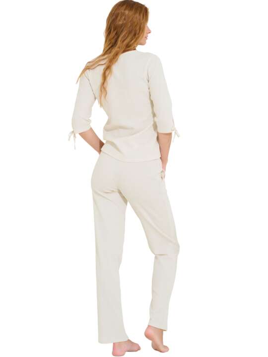 63485LI Pyjama pantalon top manches trois-quarts Freely Lisca Cheek Blanc face