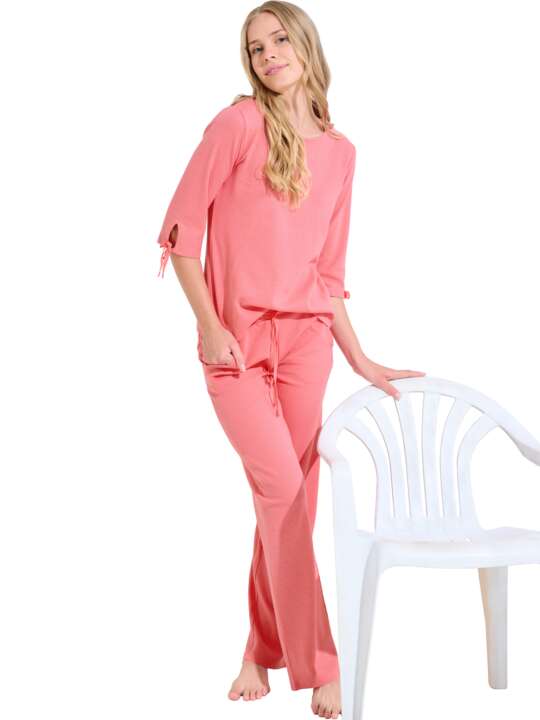 63485LI Pyjama pantalon top manches trois-quarts Freely Lisca Cheek Rose face