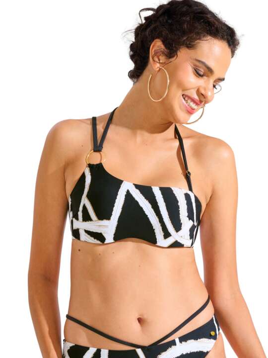 40831LI Haut maillot de bain bandeau balconnet préformé HONOLULU Lisca Noir face