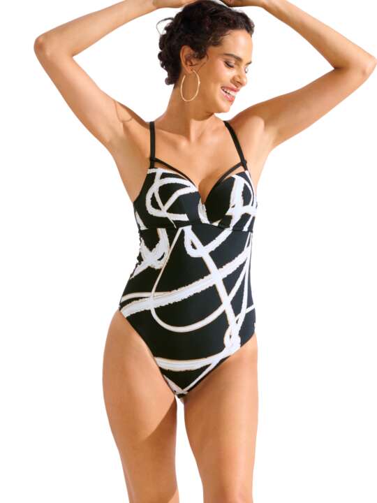 43571LI Maillot de bain une pièce préformé HONOLULU Lisca Noir face