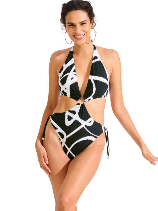 43572LI One-piece monokini swimming costume without underwire HONOLULU Lisca Black face