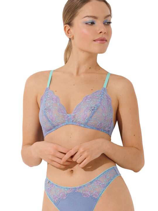 60533LI Soutien-gorge bralette sans armatures RAINBOW Lisca Cheek Bleu face