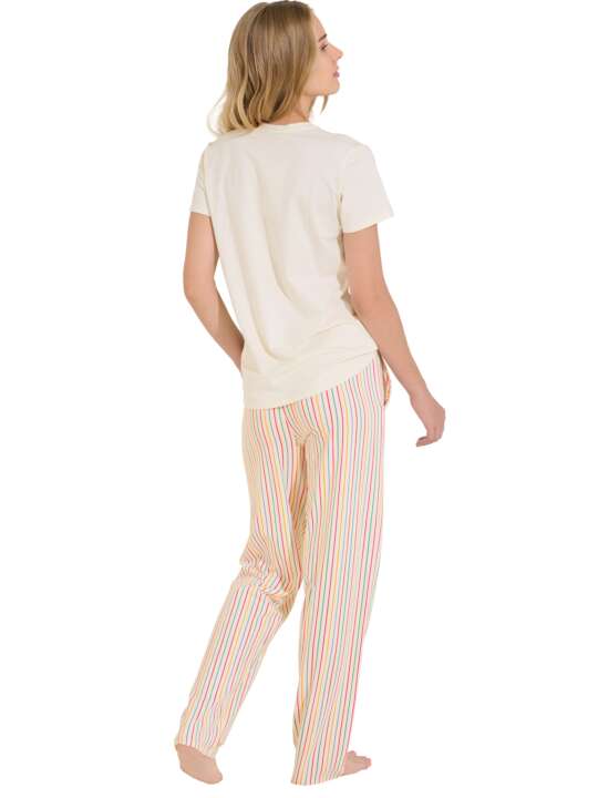 63489LI Pyjama tenue d'intérieur pantalon t-shirt SUMMER Lisca Cheek Ivoire face