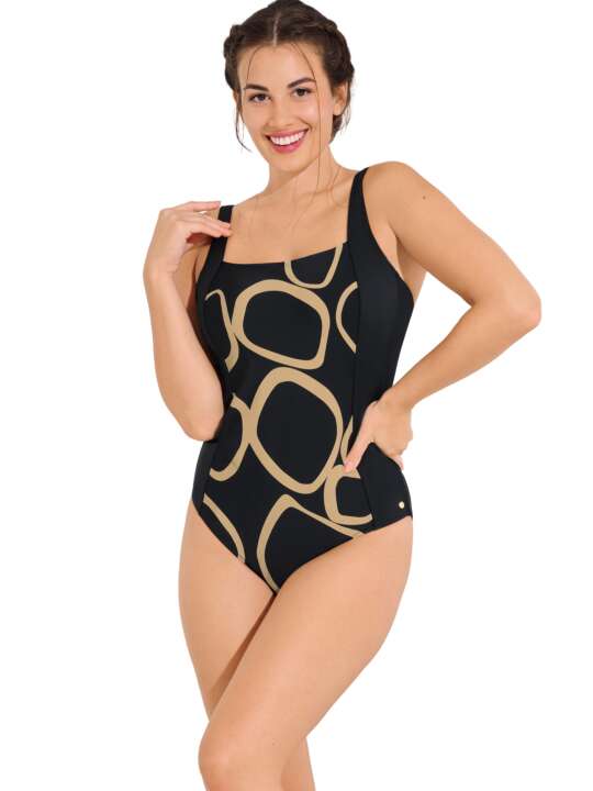 43562LI Underwired one-piece swimming costume shapewear VALENCIA Lisca Black face