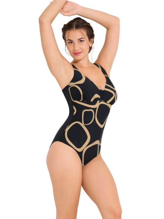 43564LI Underwired one-piece swimming costume VALENCIA Lisca Black face