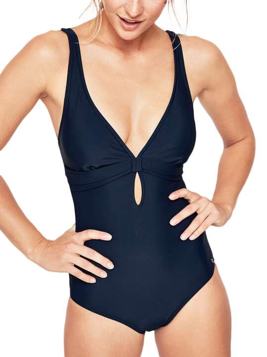 LMH180 1-piece swimsuit Lauren Lascana Navy Blue face