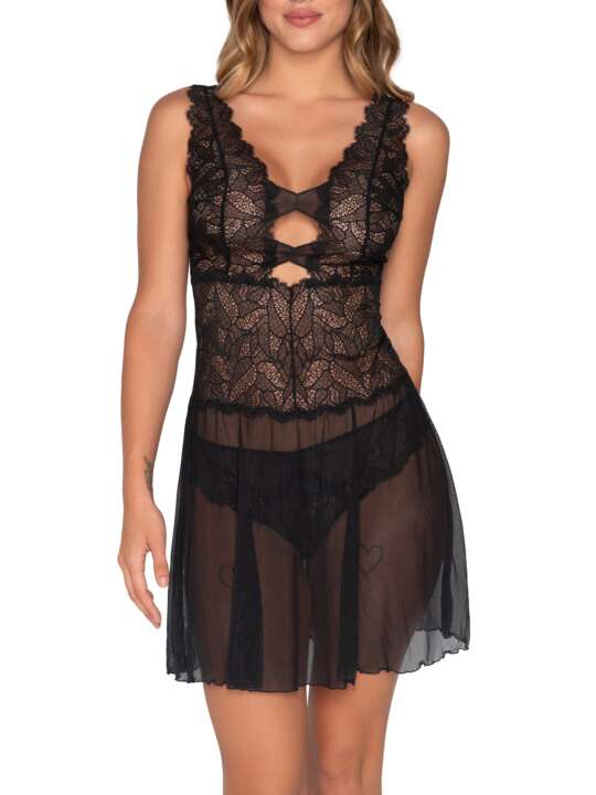 84091LU Nightie Orchidea black Luna Splendida Black face