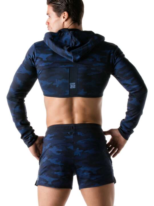 9405COD Short hooded sports jacket Urban Camo navy Code22 Navy Blue face