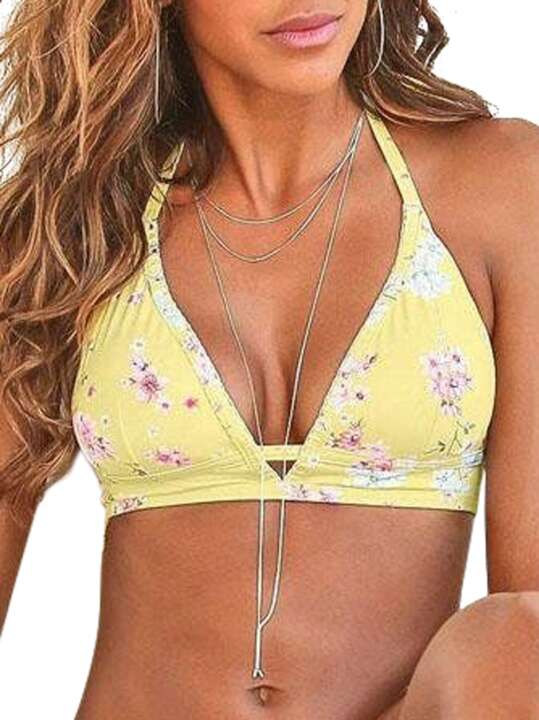 STC68 Triangle swimming costume top Sunseeker yellow cups A-B Lascana Yellow face