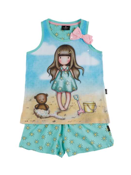 55577AD Pyjama girl short tank top Hello Summer Santoro Admas Blue face